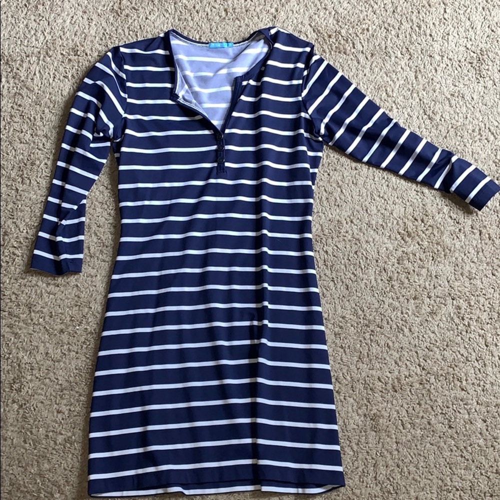Navy and white stripe dress